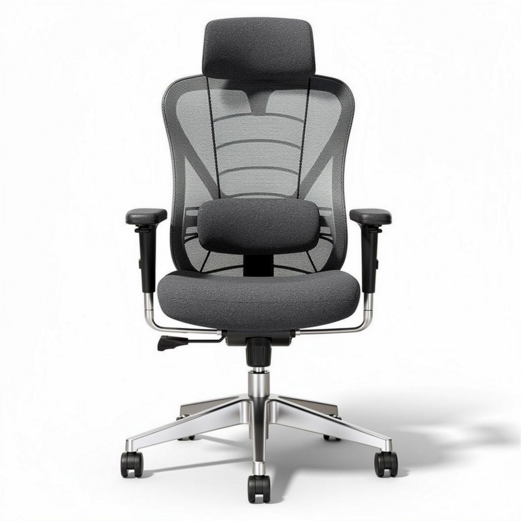 Mesh ergonomic office chair with adjustable lumbar support and armrests