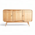 Wooden sideboard with three doors and mid-century modern design 80 x 40 x 75cm