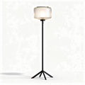 Modern floor lamp with pleated glass shade and black metal base 20 x 20 x 150cm