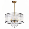 Crystal pendant light fixture with metal frame and adjustable height 40 x 40 x 25cm
