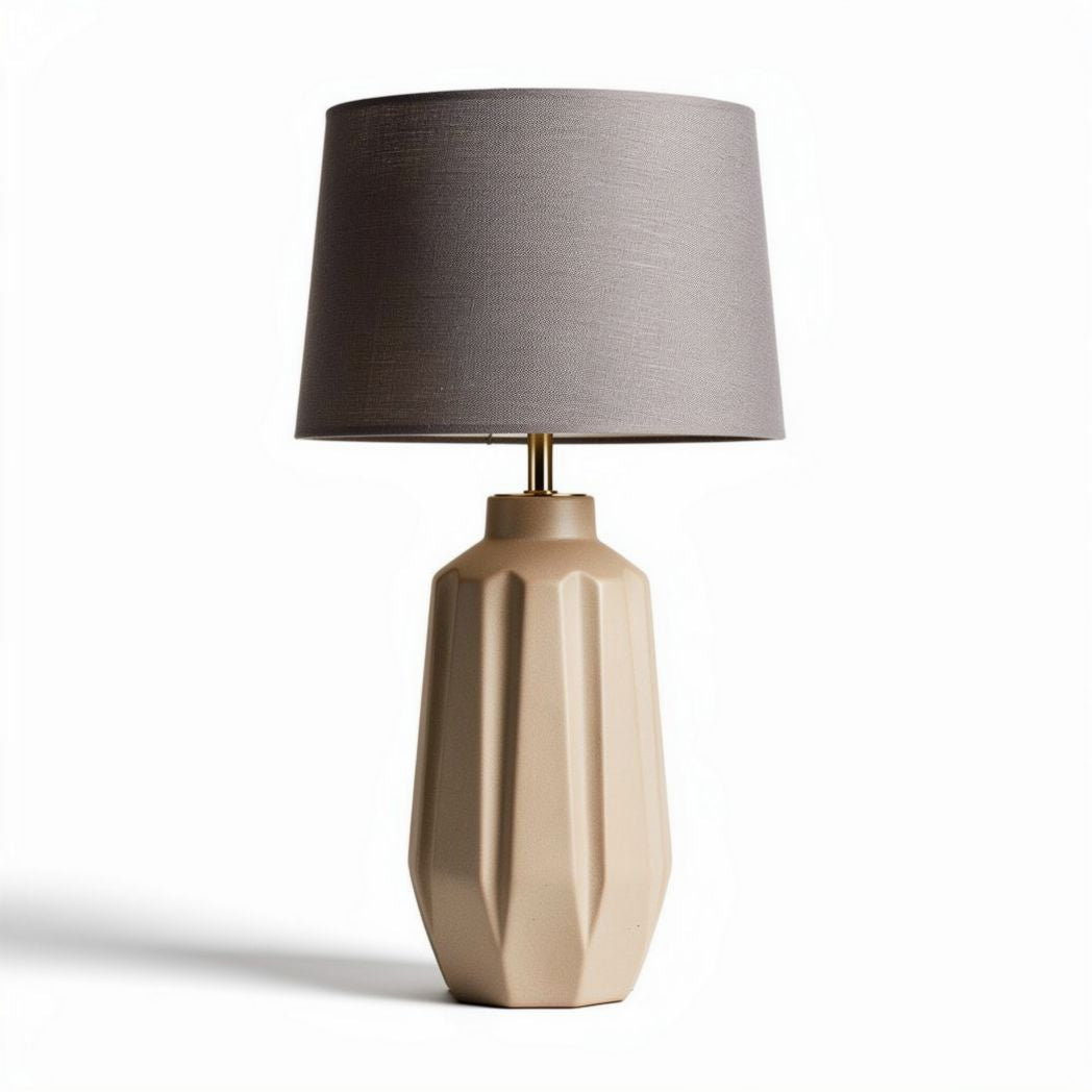 Wooden table lamp with fabric shade and black base 30 x 30 x 50cm