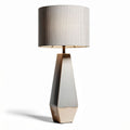 Geometric table lamp with textured shade and metallic base 20 x 20 x 50cm