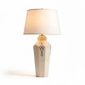 Ceramic table lamp with white shade and decorative geometric pattern 30 x 30 x 60cm