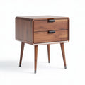 Wooden nightstand with two drawers and tapered legs 40 x 40 x 50cm