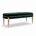 Emerald green velvet storage bench with gold accent legs 120 x 50 x 40cm